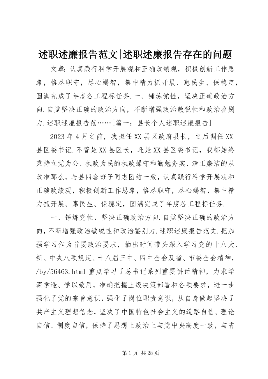 2023年述职述廉报告述职述廉报告存在的问题.docx_第1页