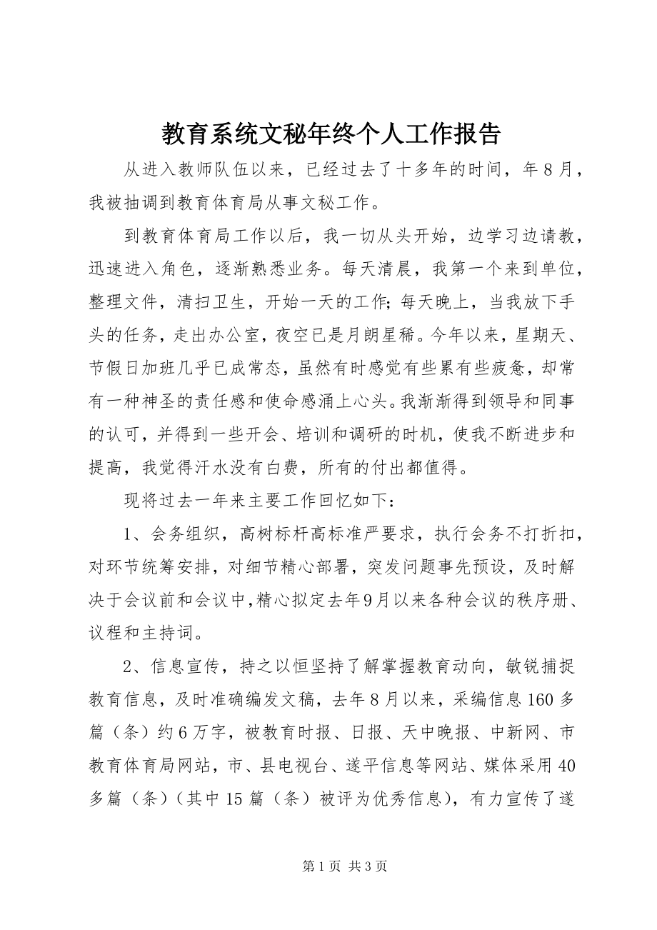 2023年教育系统文秘终个人工作报告.docx_第1页