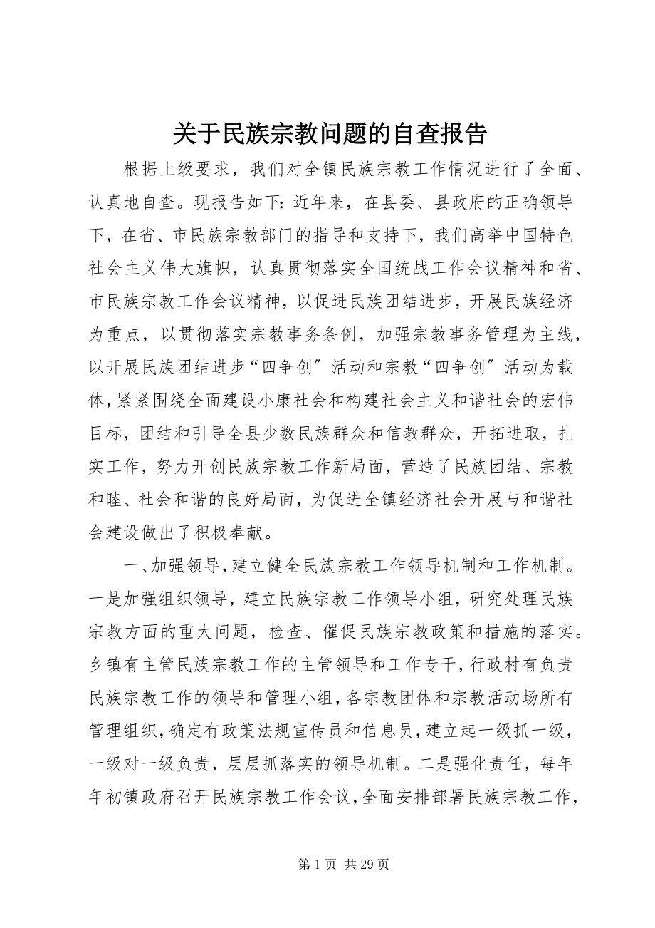 2023年民族宗教问题的自查报告.docx_第1页