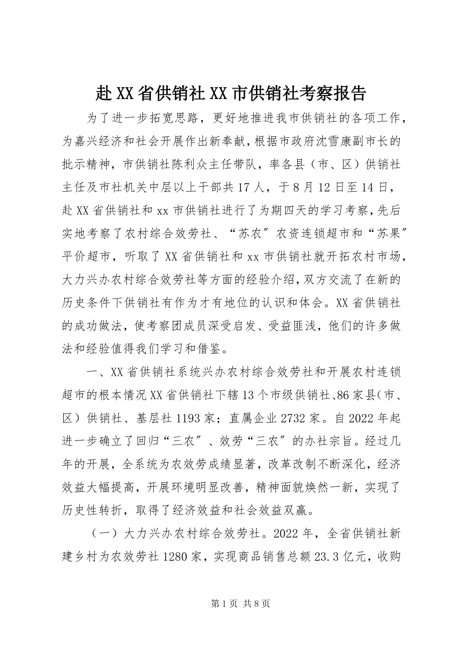 2023年赴XX省供销社XX市供销社考察报告.docx_第1页