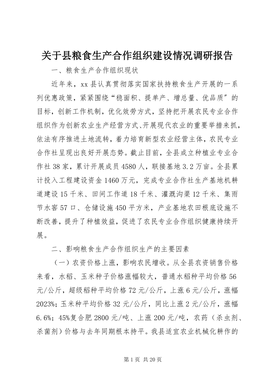 2023年县粮食生产合作组织建设情况调研报告.docx_第1页