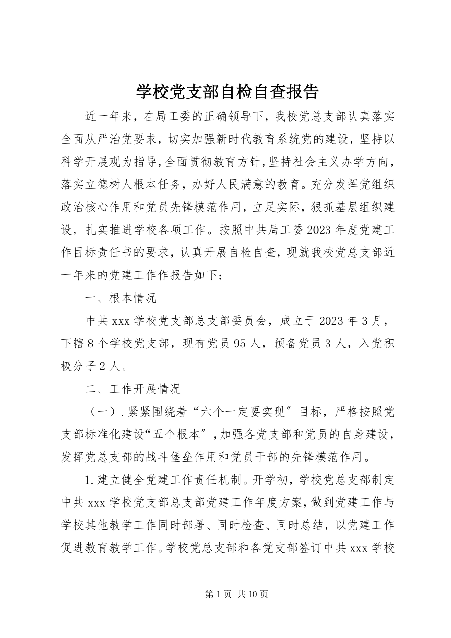 2023年学校党支部自检自查报告.docx_第1页