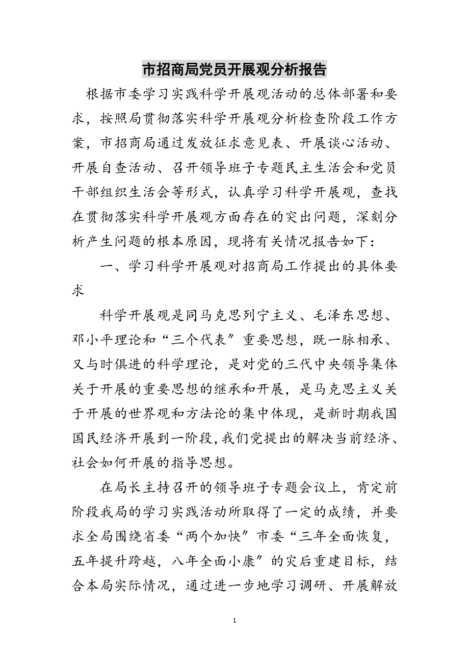 2023年市招商局党员发展观分析报告范文.doc_第1页