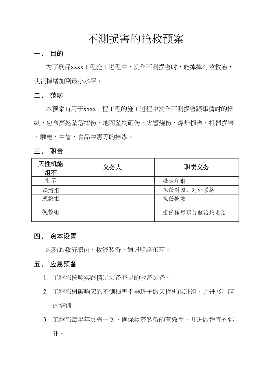 2023年建筑行业意外伤害的急救预案.docx_第1页