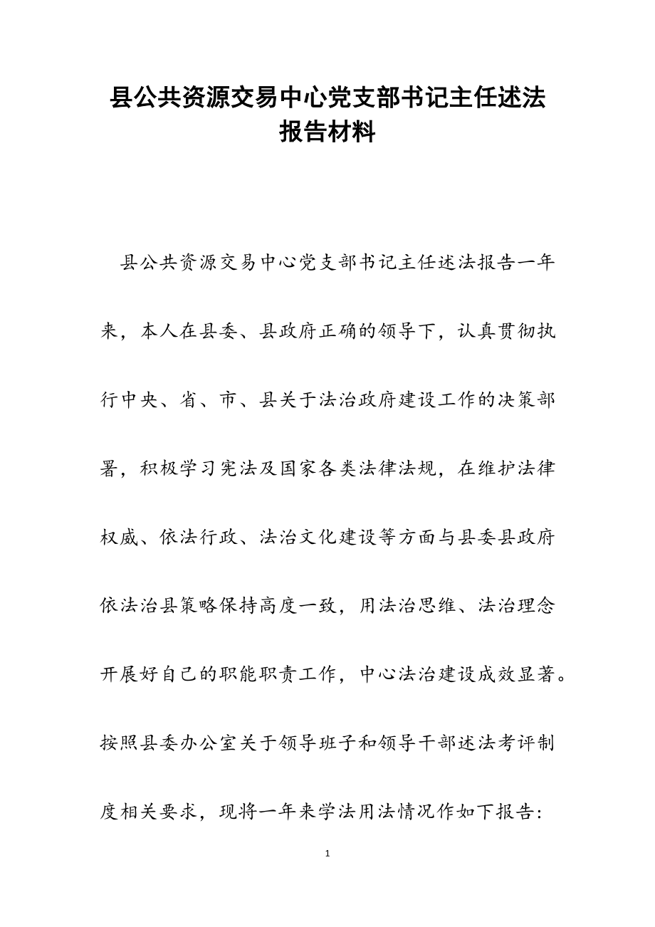 2023年县公共资源交易中心党支部书记主任述法报告.doc_第1页