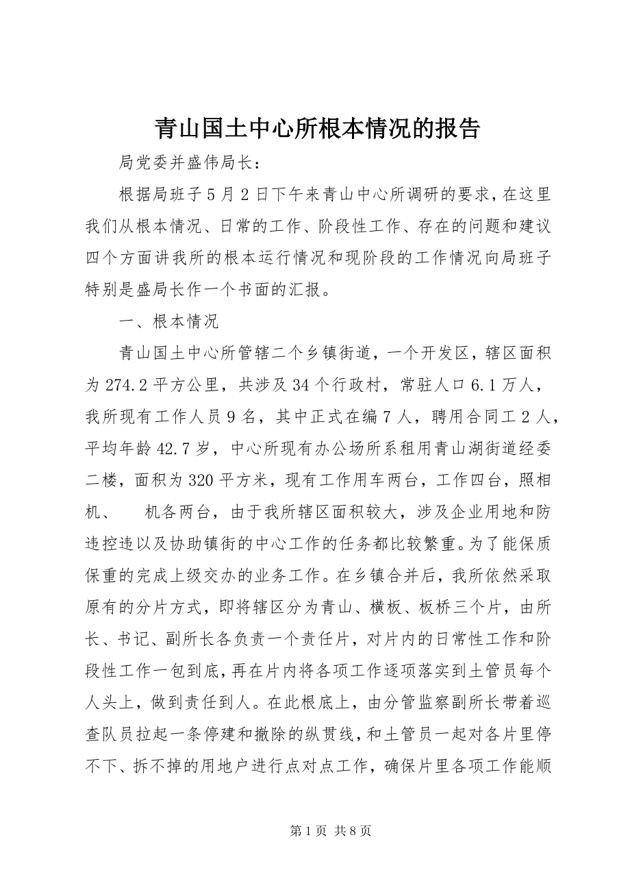 2023年青山国土中心所基本情况的报告.docx_第1页