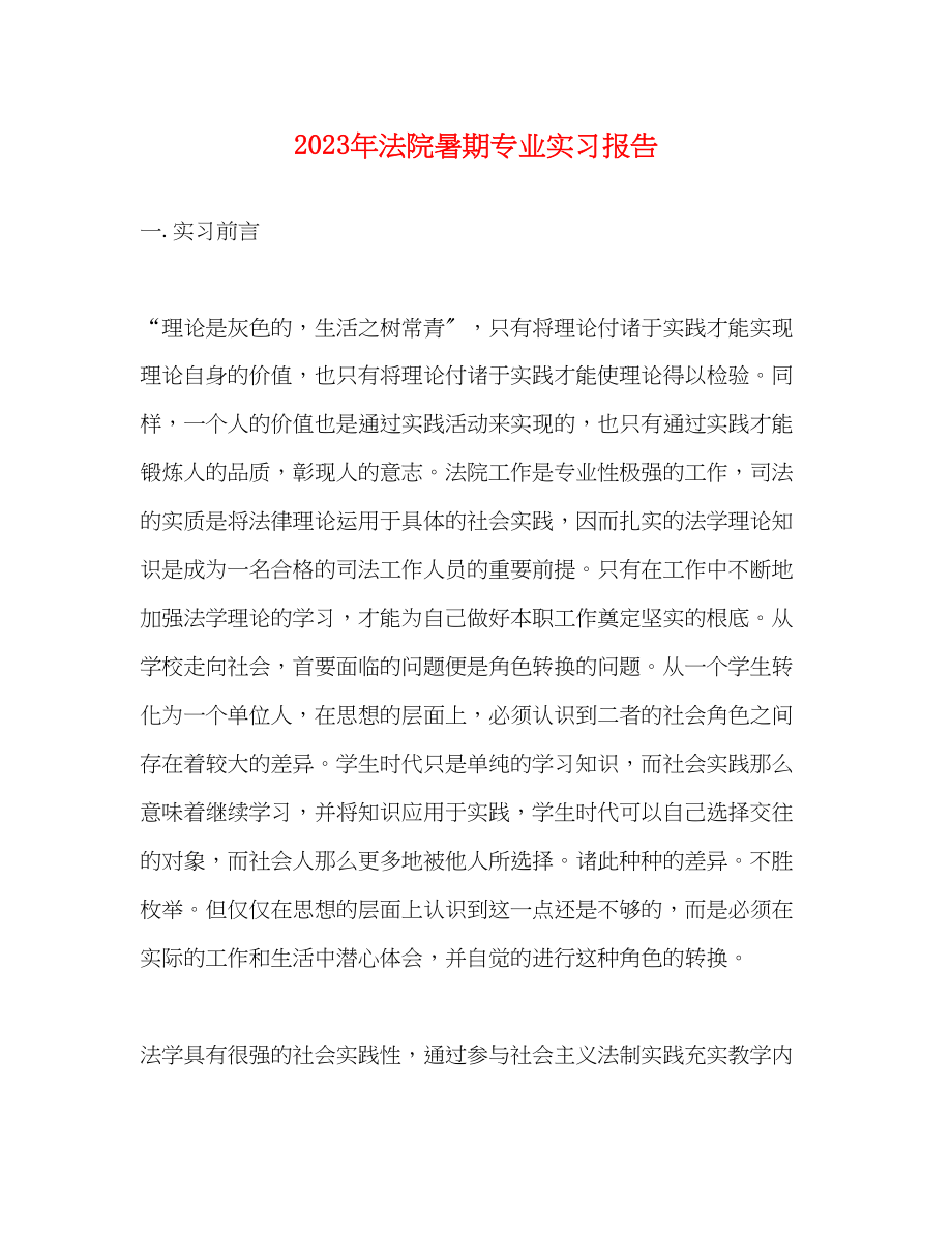 2023年法院暑期专业实习报告.docx_第1页