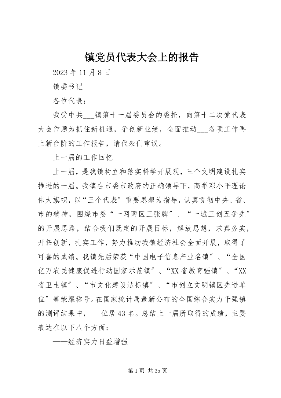 2023年镇党员代表大会上的报告.docx_第1页