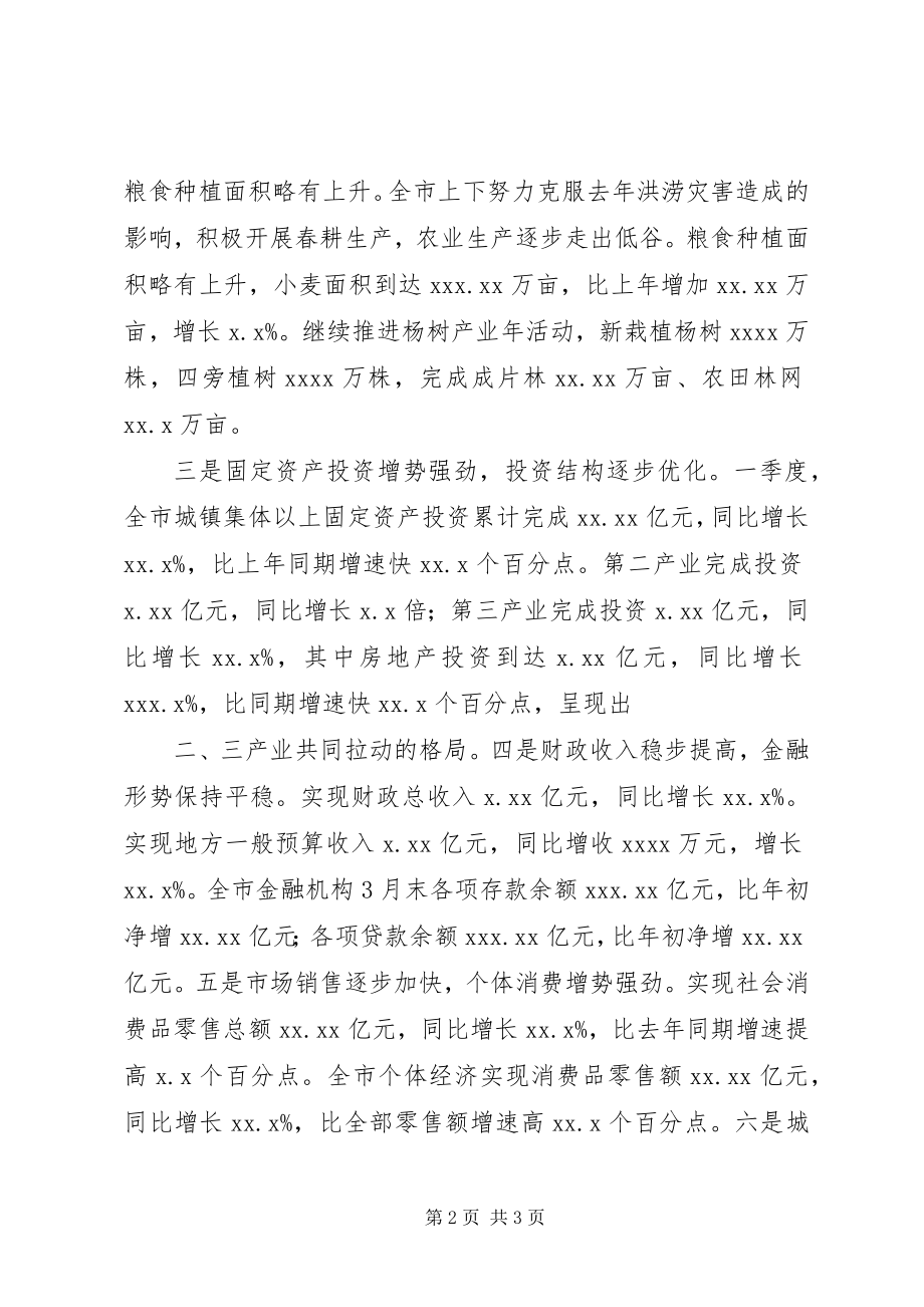 2023年在全市一季度经济形势分析会上的致辞一.docx_第2页