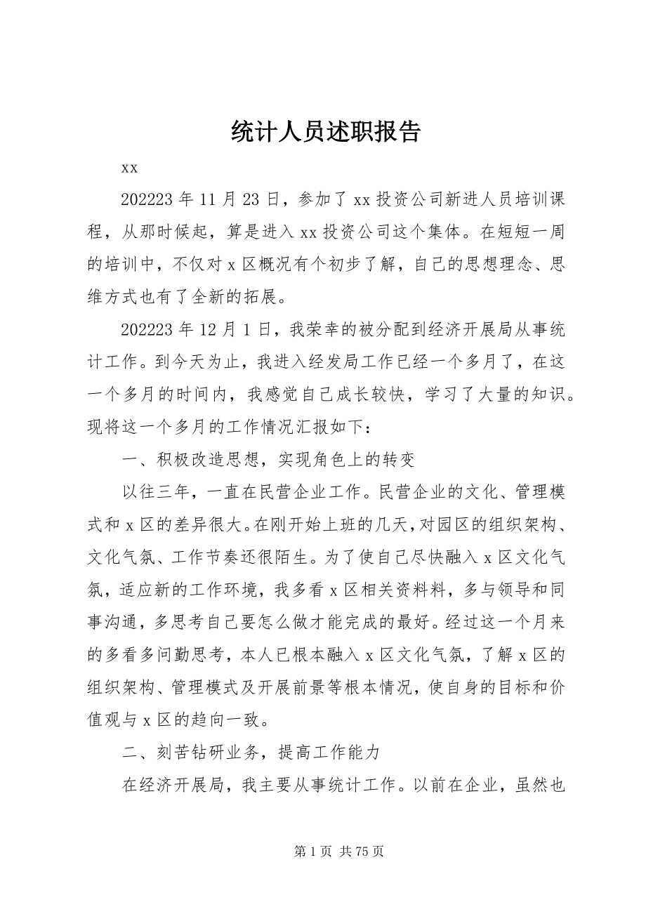 2023年统计人员述职报告.docx_第1页