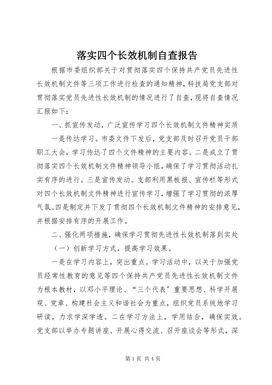 2023年落实四个长效机制自查报告.docx_第1页