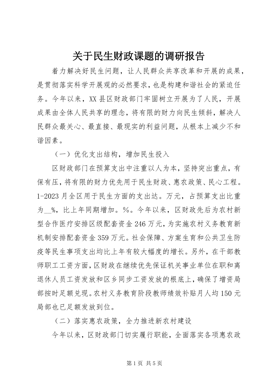 2023年民生财政课题的调研报告.docx_第1页