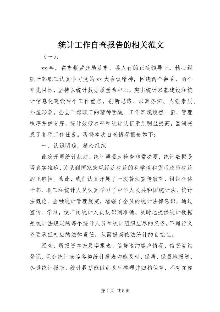 2023年统计工作自查报告的相关2.docx_第1页