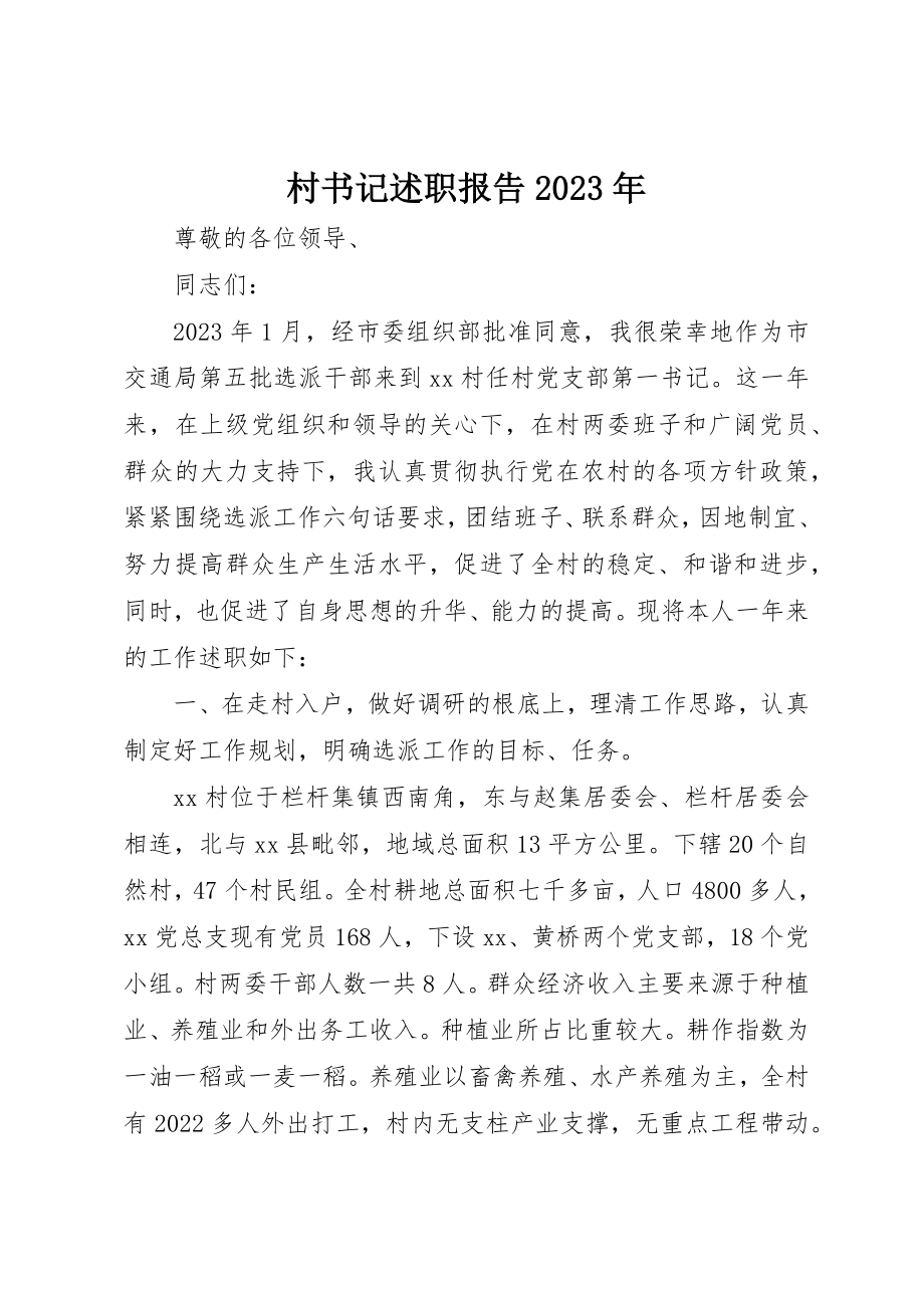 2023年村书记述职报告某年新编.docx_第1页