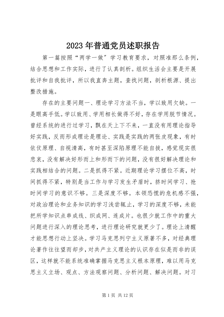 2023年普通党员述职报告.docx_第1页