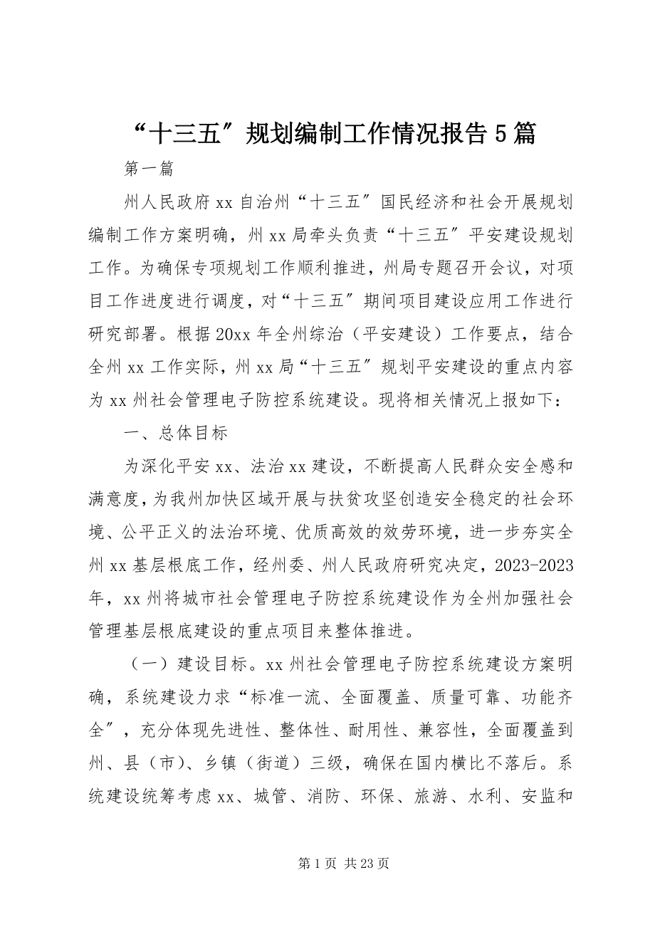 2023年十三五规划编制工作情况报告篇.docx_第1页