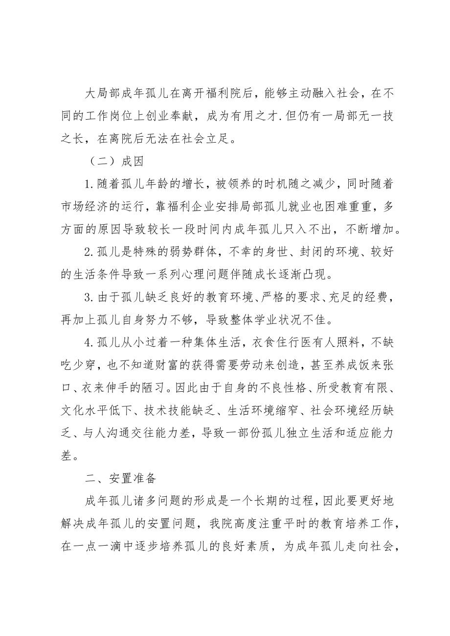 2023年成年孤儿安置调研报告新编.docx_第2页