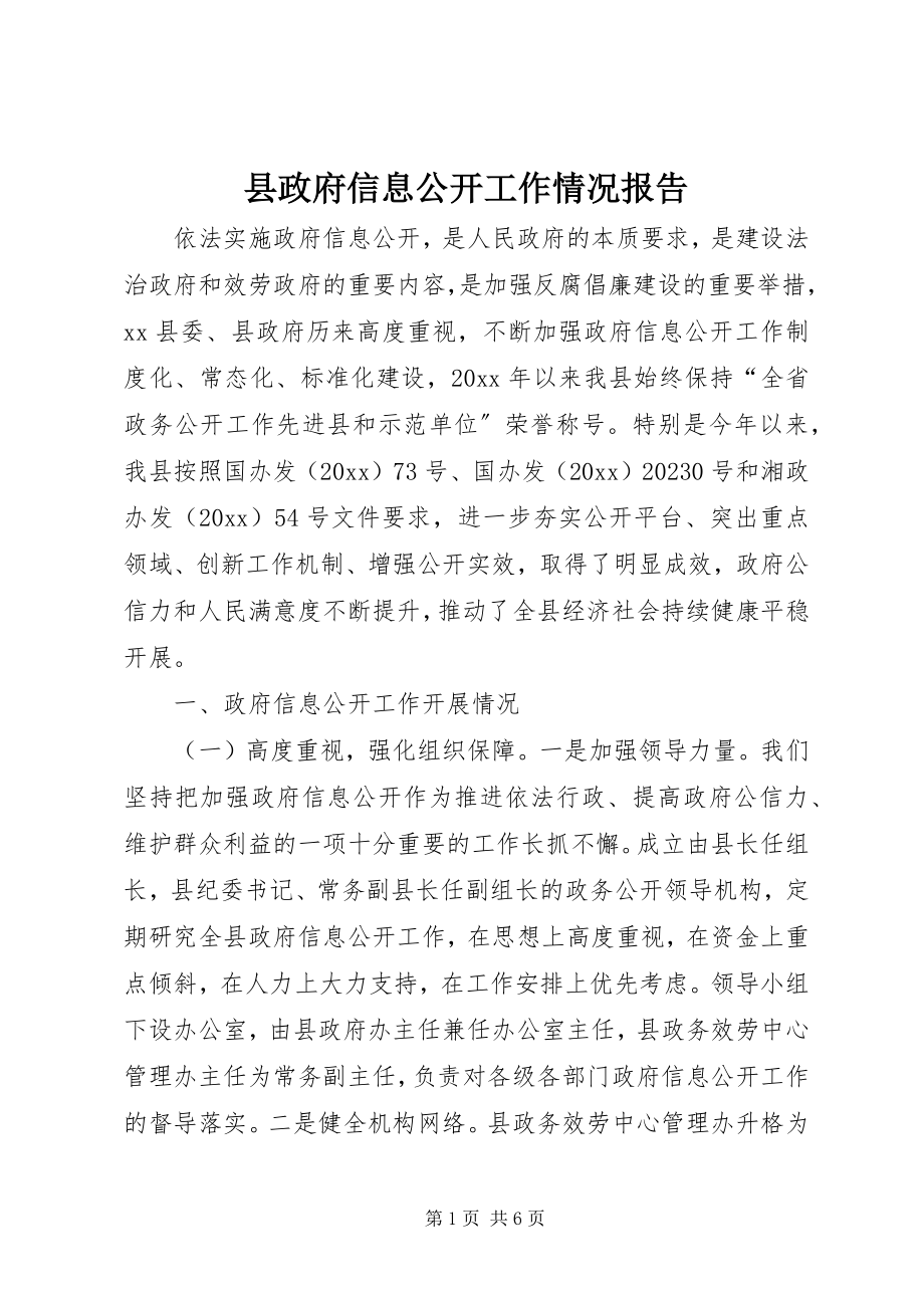 2023年县政府信息公开工作情况报告.docx_第1页