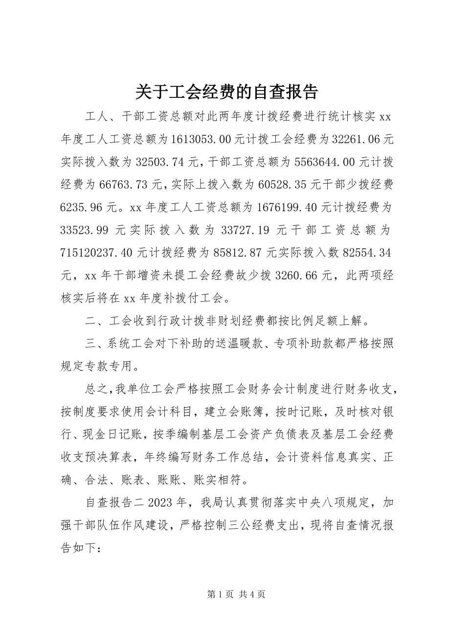 2023年工会经费的自查报告.docx_第1页