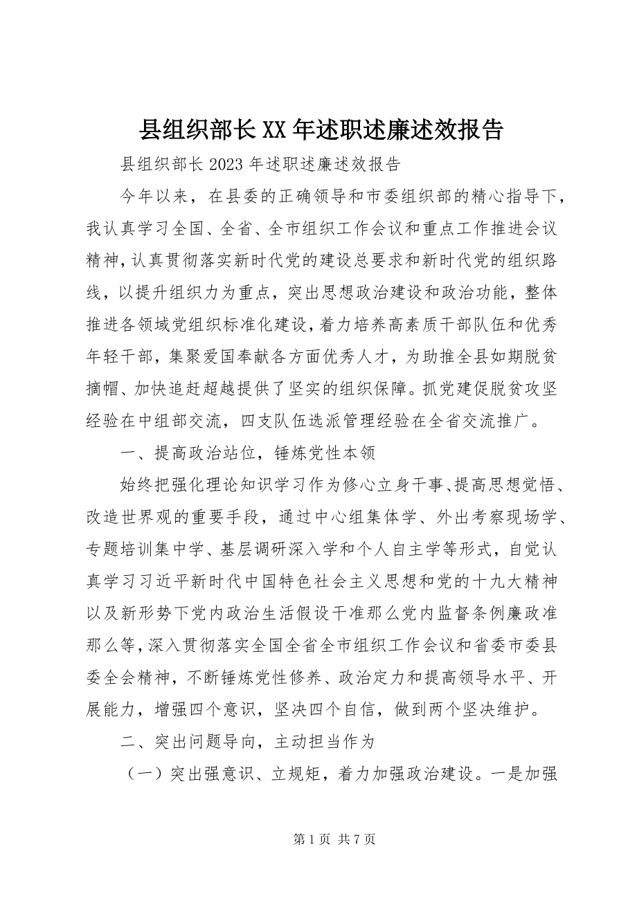 2023年县组织部长述职述廉述效报告.docx_第1页