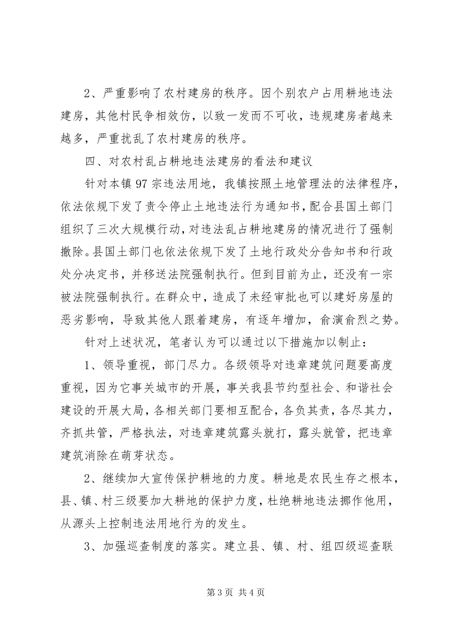 2023年镇乱占耕地违法建房的调研报告.docx_第3页