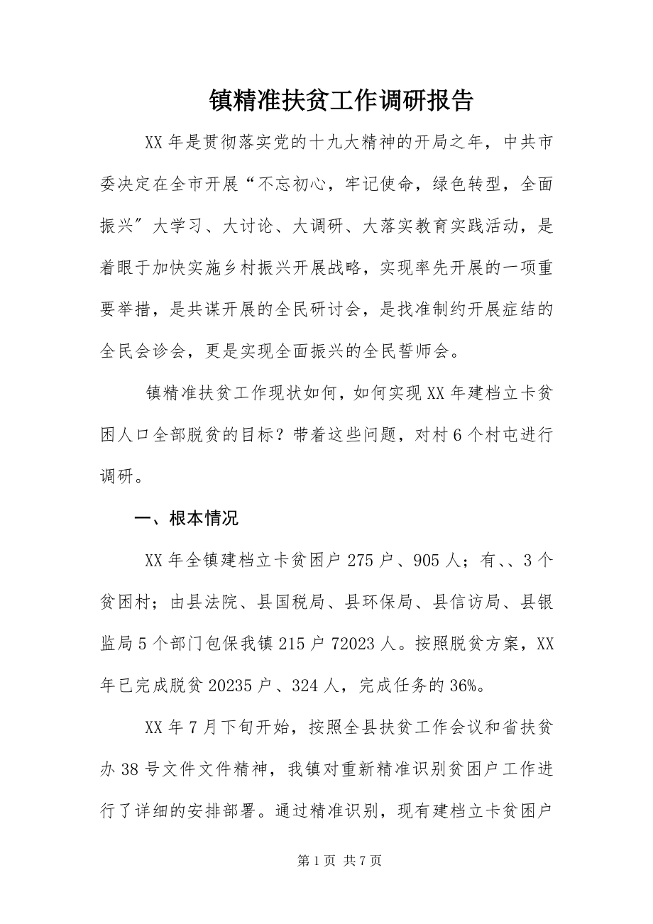 2023年镇精准扶贫工作调研报告.docx_第1页