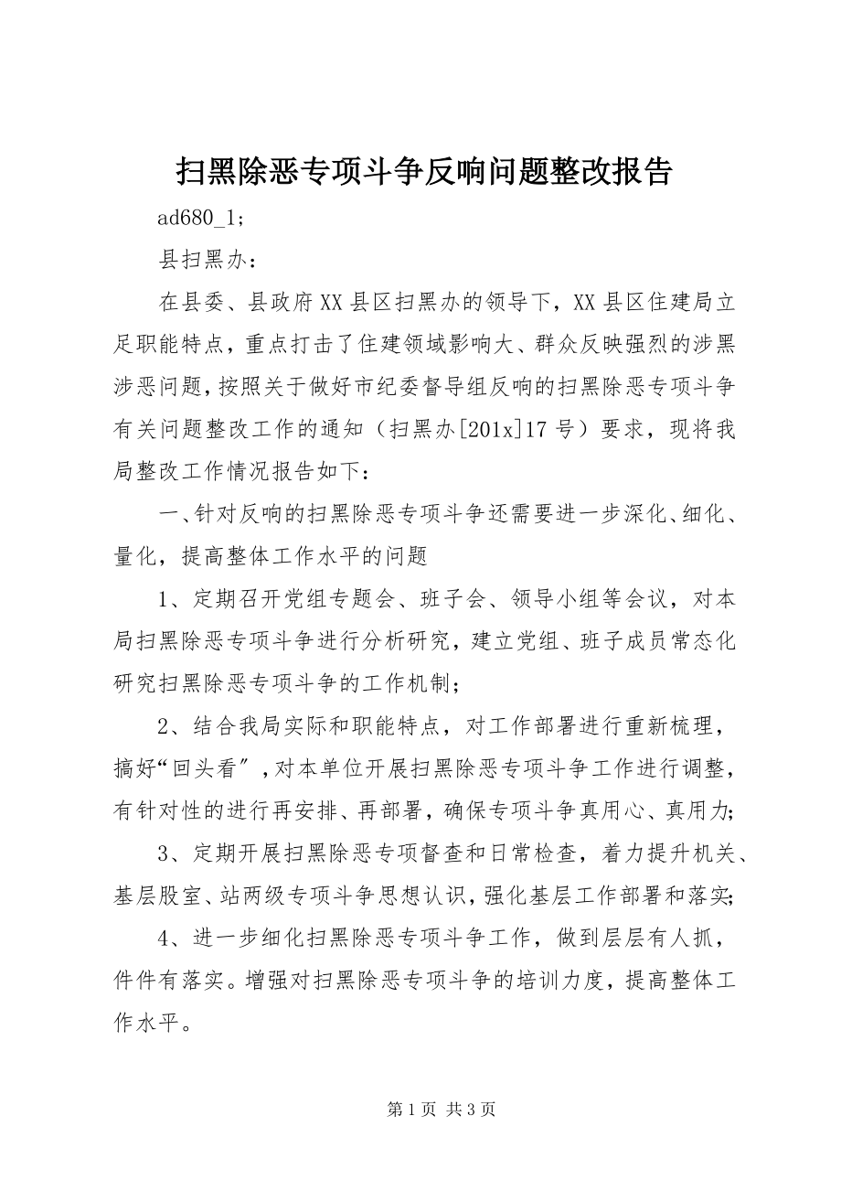 2023年扫黑除恶专项斗争反馈问题整改报告.docx_第1页