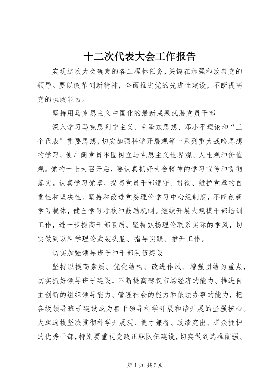 2023年十二次代表大会工作报告.docx_第1页