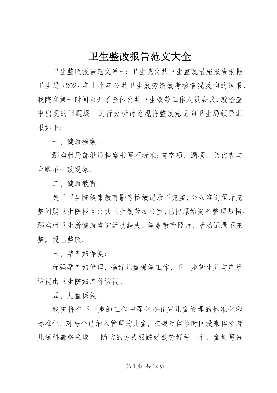 2023年卫生整改报告大全.docx_第1页