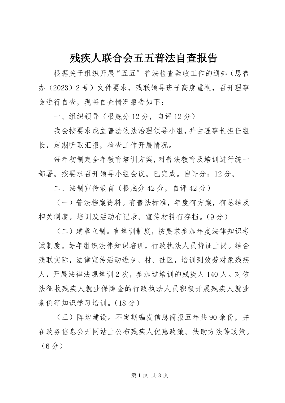 2023年残疾人联合会五五普法自查报告新编.docx_第1页