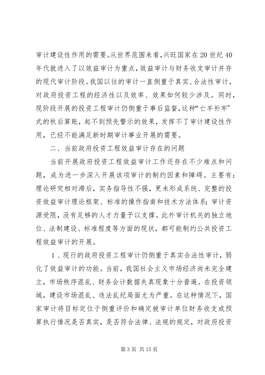 2023年对政府投资项目效益审计开展的调研报告.docx_第3页