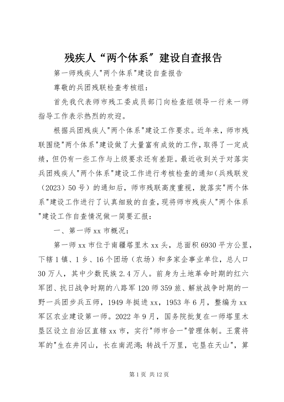 2023年残疾人“两个体系”建设自查报告新编.docx_第1页