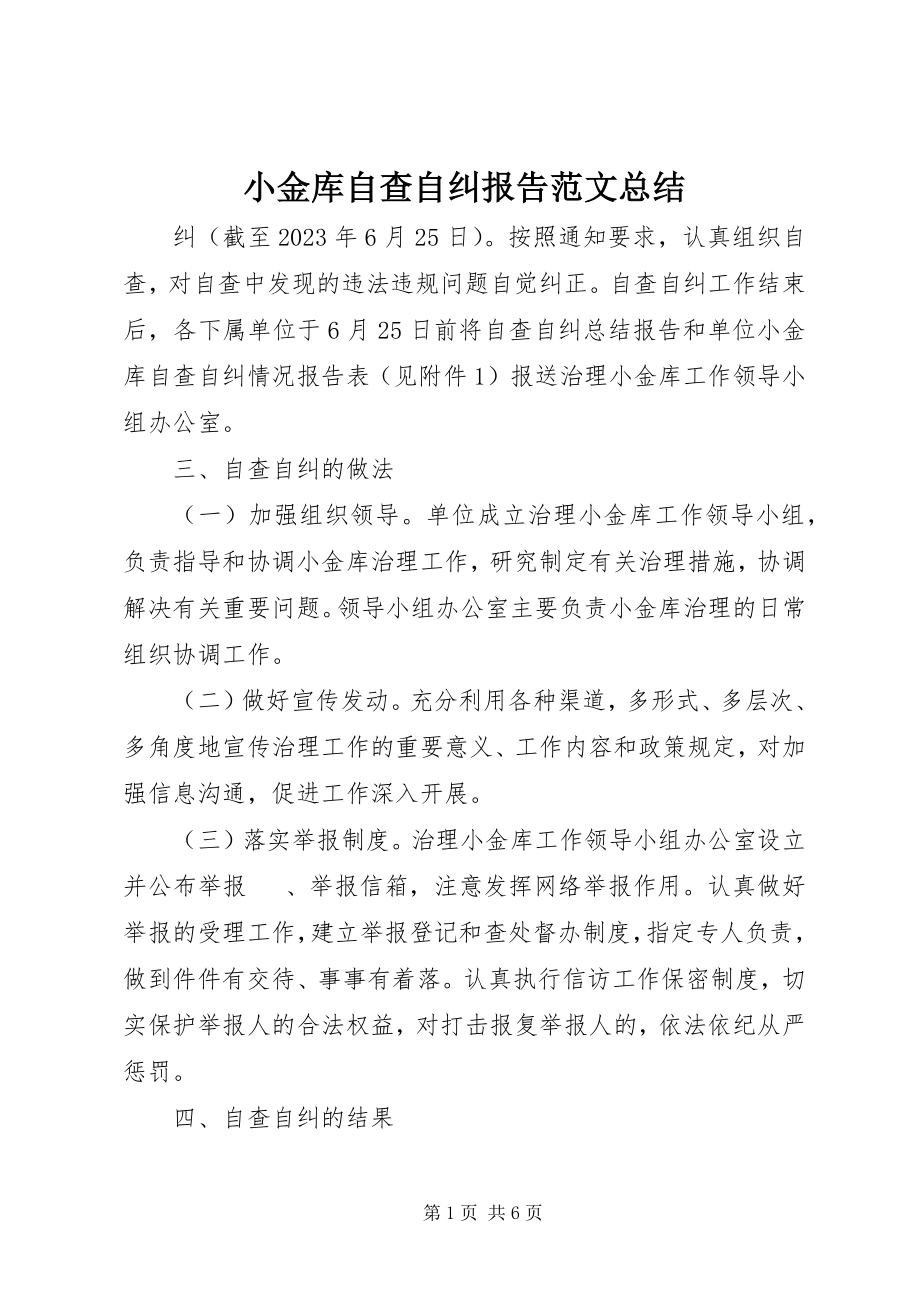 2023年小金库自查自纠报告总结.docx_第1页