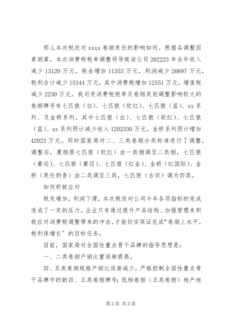 2023年烟草消费税税改对厦烟影响调研报告.docx_第2页