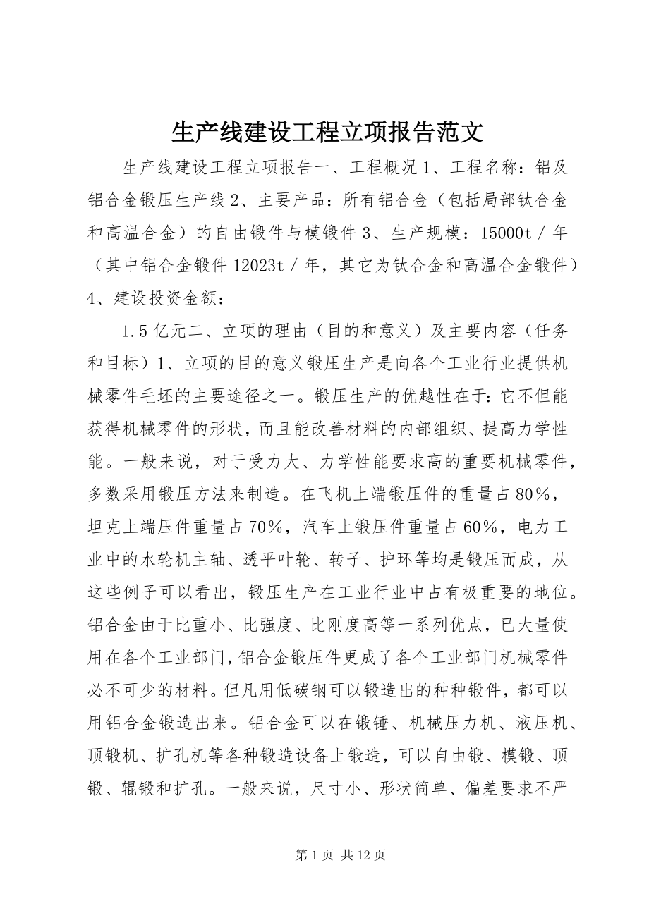 2023年生产线建设项目立项报告2.docx_第1页