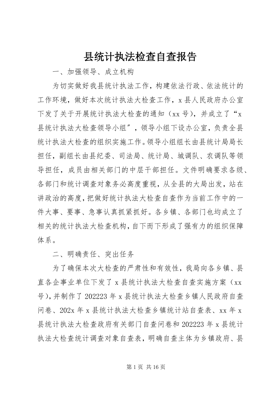 2023年县统计执法检查自查报告.docx_第1页