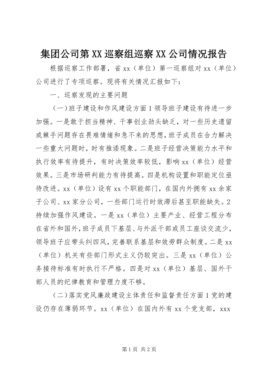 2023年集团公司第XX巡察组巡察XX公司情况报告.docx_第1页