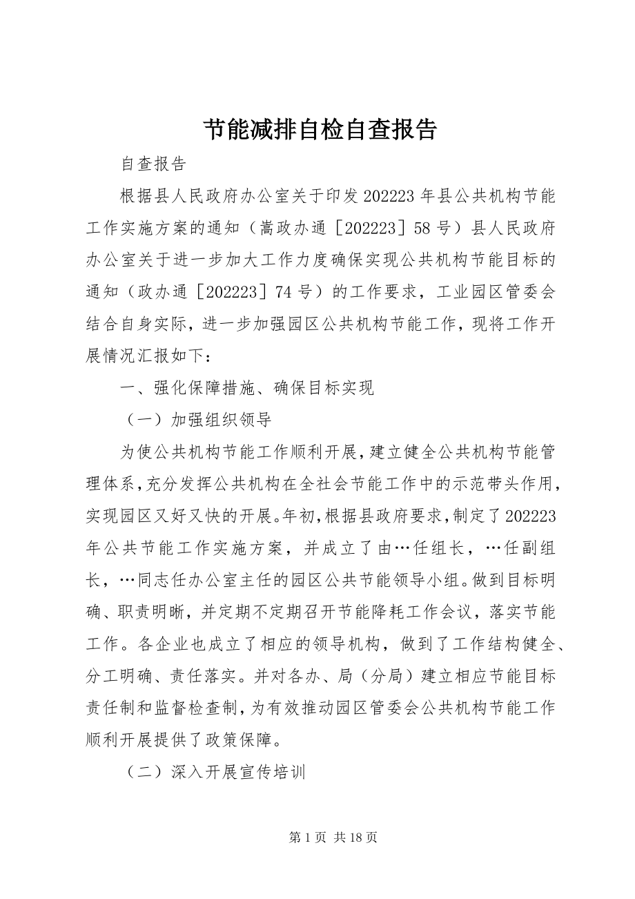 2023年节能减排自检自查报告.docx_第1页