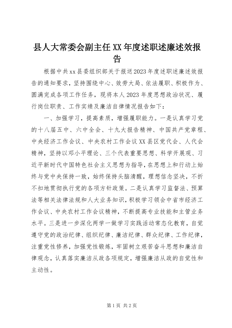 2023年县人大常委会副主任度述职述廉述效报告.docx_第1页