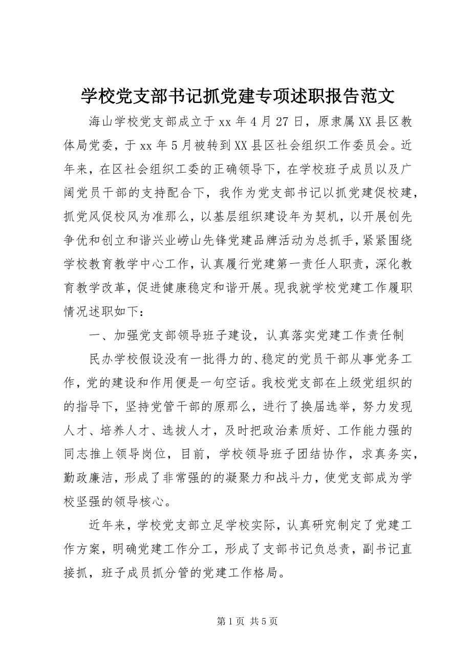 2023年学校党支部书记抓党建专项述职报告2.docx_第1页