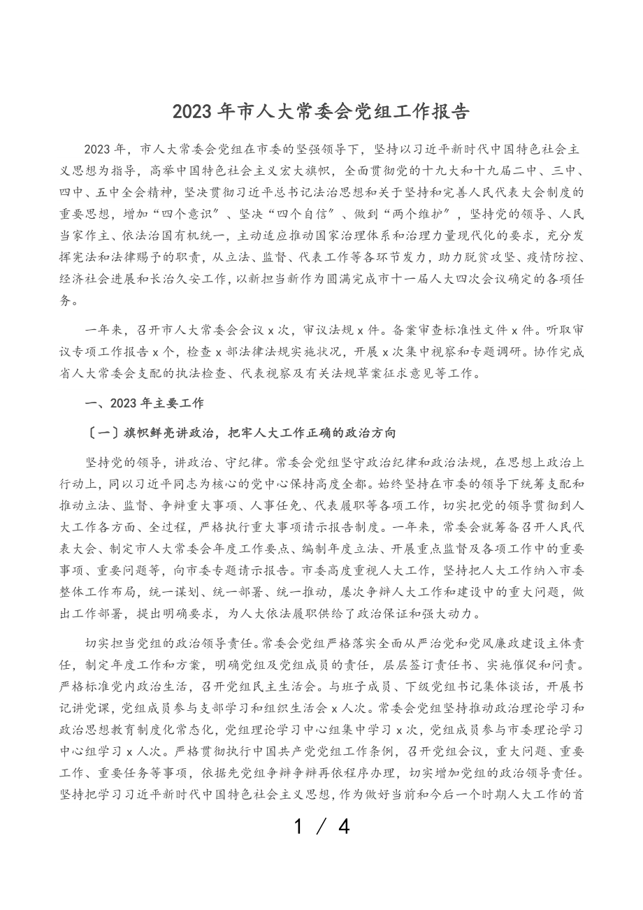 2023年市人大常委会党组工作报告.doc_第1页