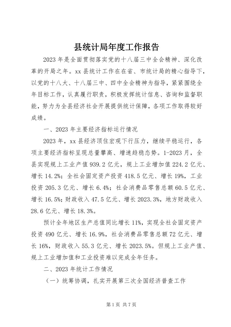 2023年县统计局年度工作报告.docx_第1页