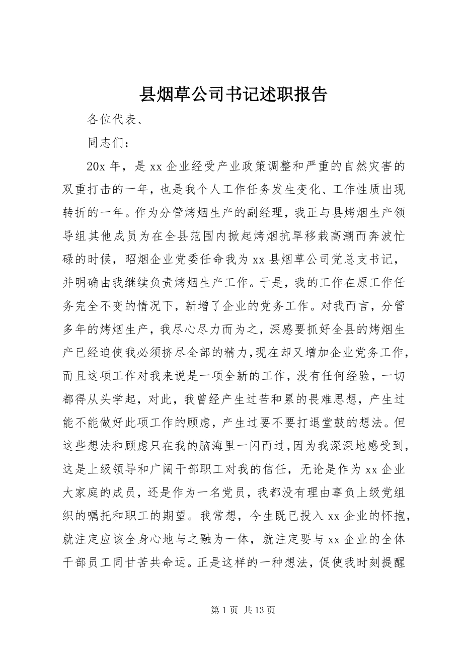 2023年县烟草公司书记述职报告.docx_第1页