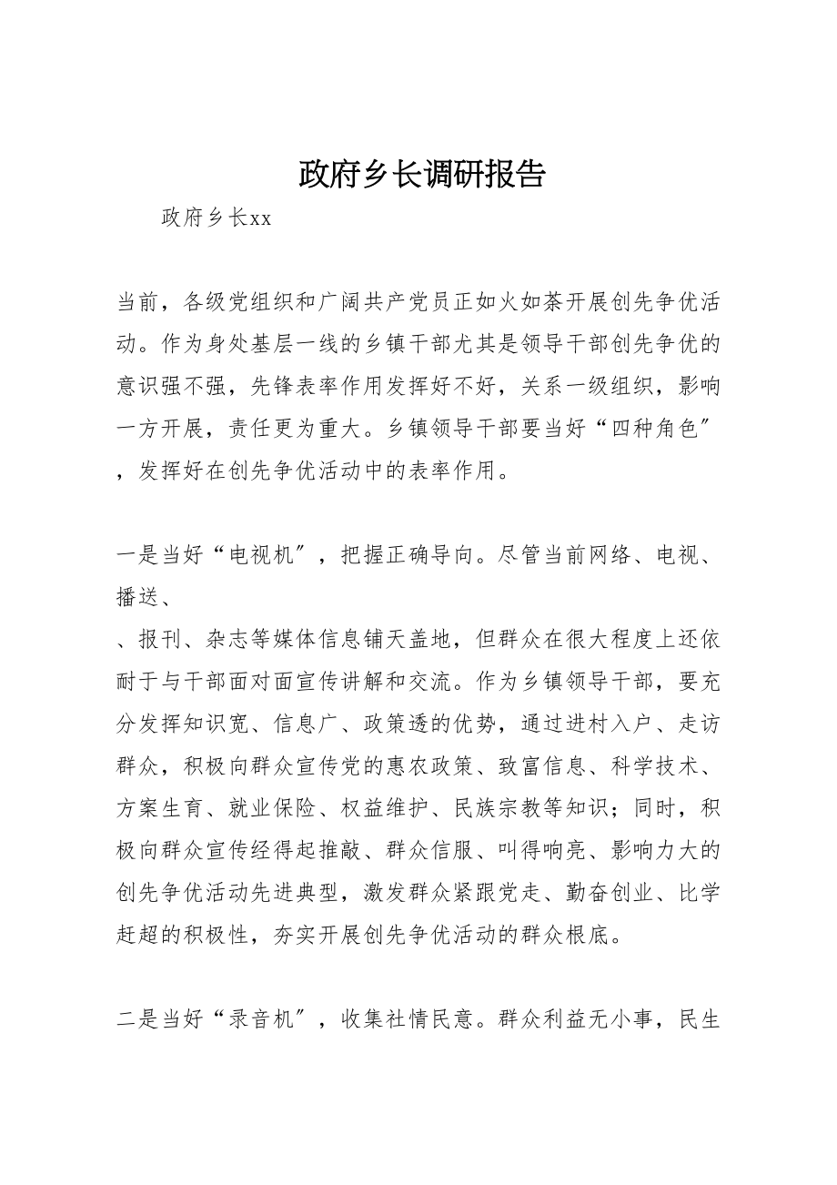 2023年政府乡长调研报告.doc_第1页