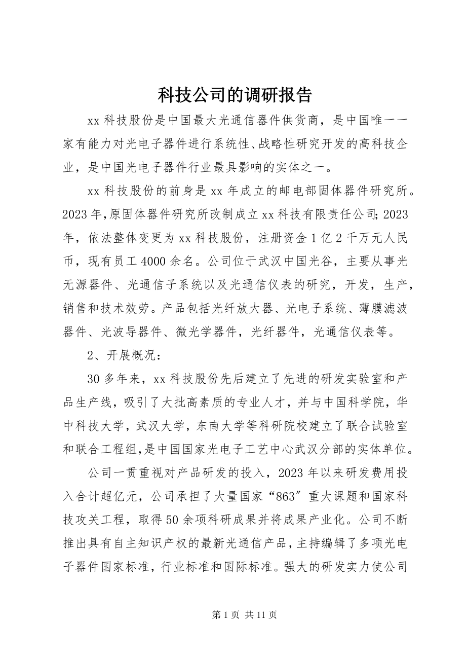 2023年科技公司的调研报告.docx_第1页