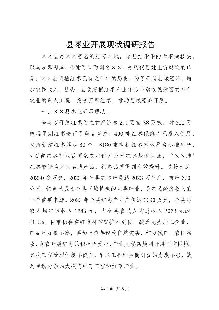 2023年县枣业发展现状调研报告.docx_第1页