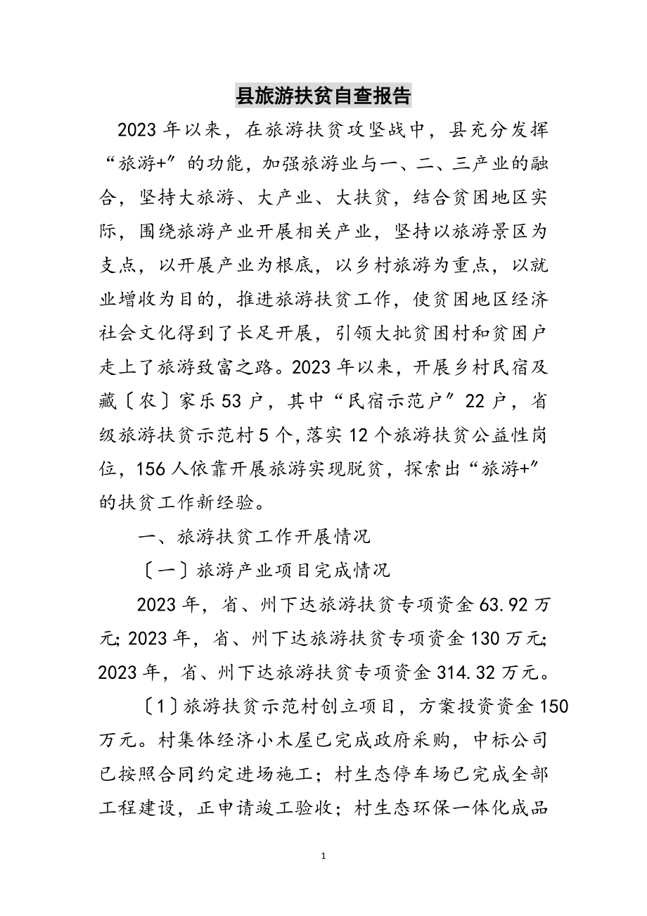 2023年县旅游扶贫自查报告范文.doc_第1页