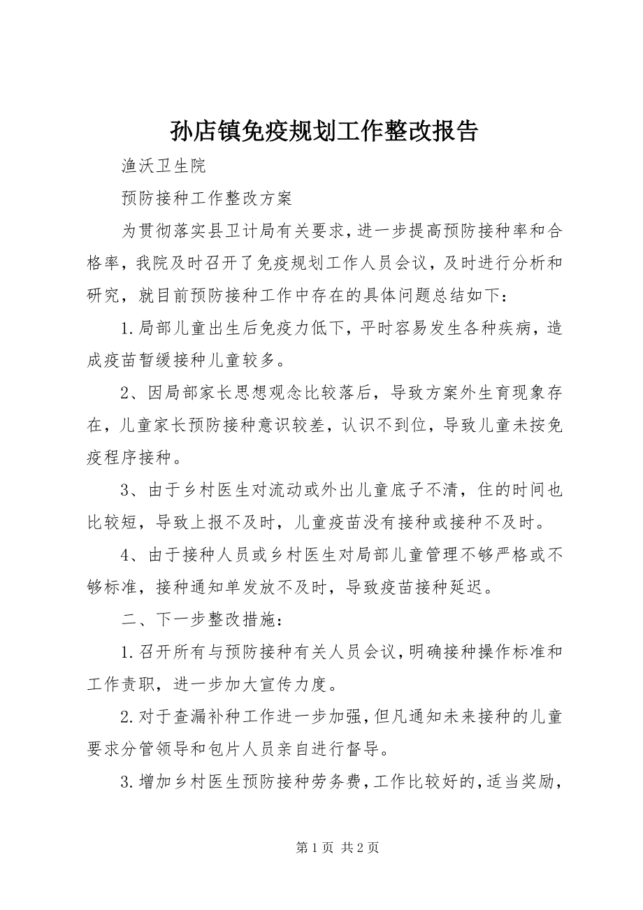 2023年孙店镇免疫规划工作整改报告.docx_第1页