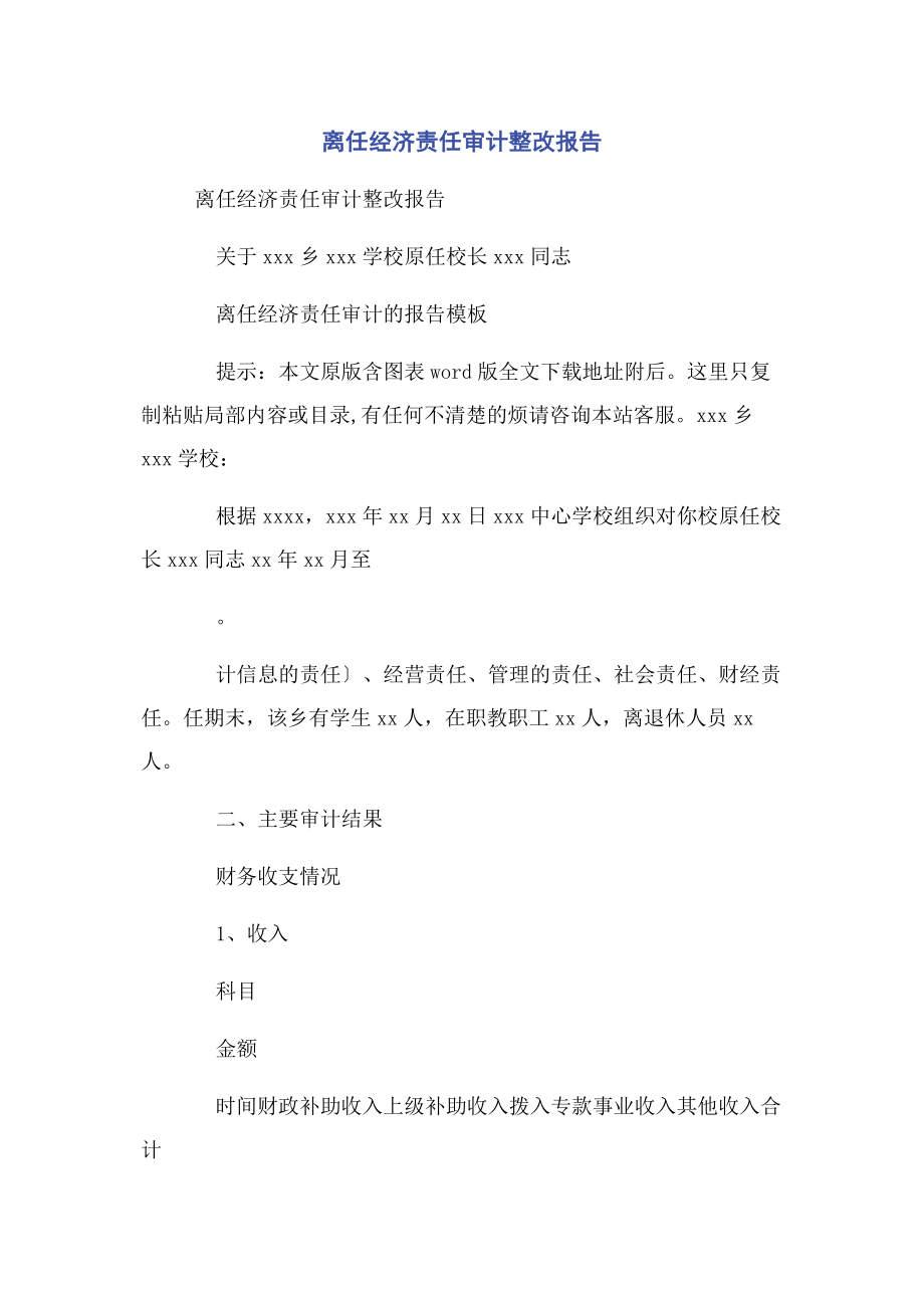 2023年离任经济责任审计整改报告.docx_第1页