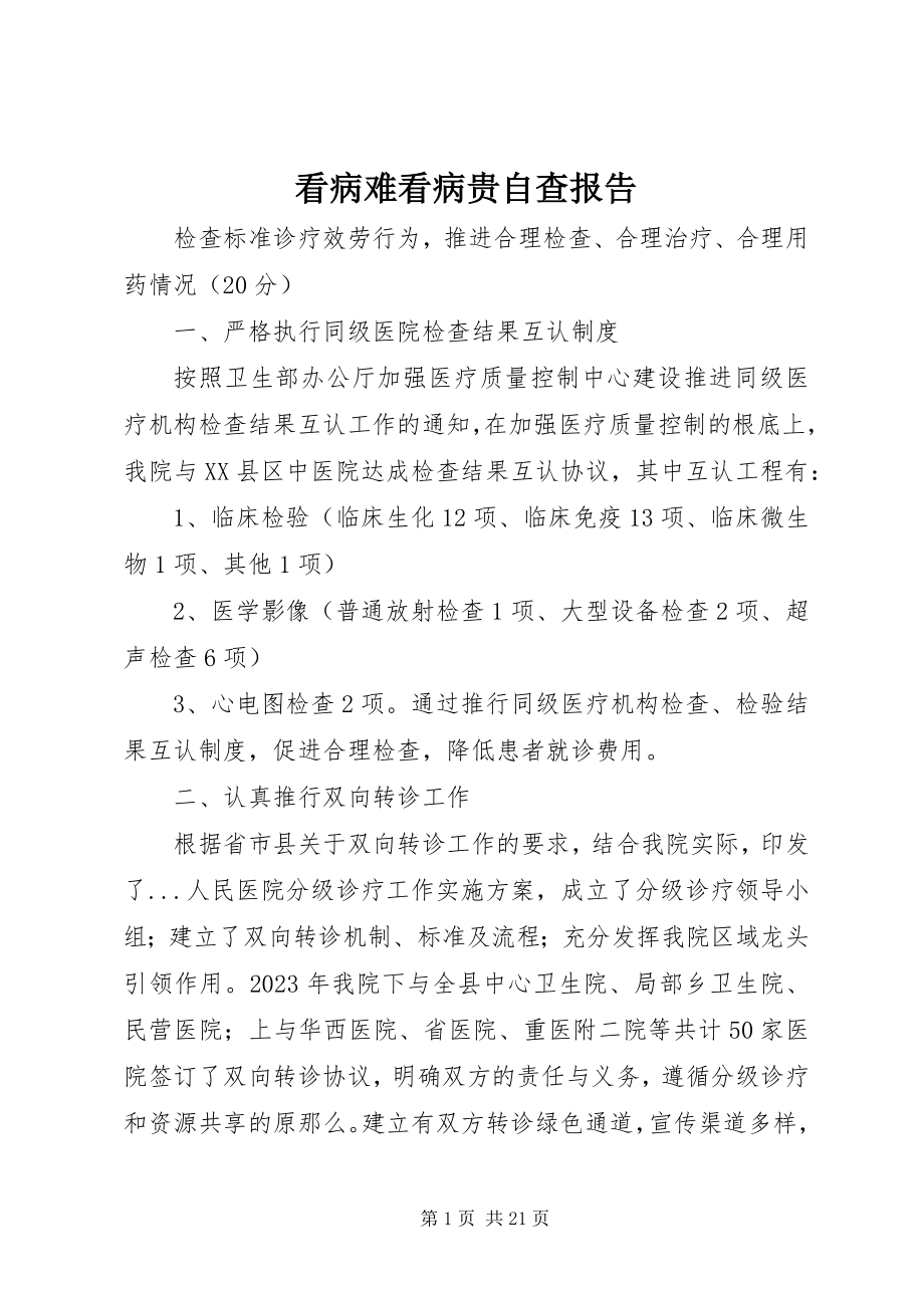 2023年看病难看病贵自查报告.docx_第1页